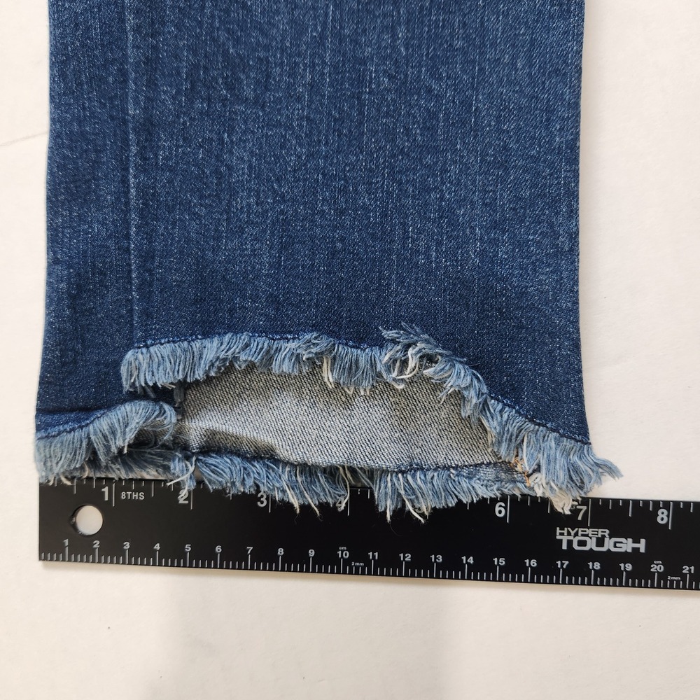 Driftwood Eva Embroidered Floral Straight Leg Jeans Medium Wash Step Hem 26 - Picture 9 of 13